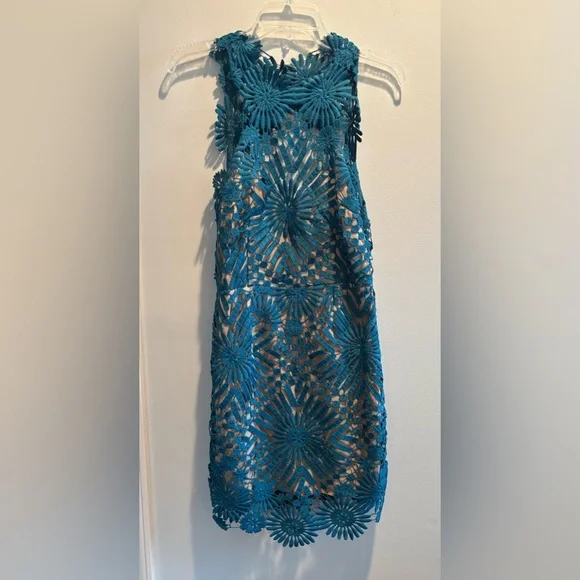 Free People x Saylor Presley mini party dress in aqua teal - Picture 2 of 10